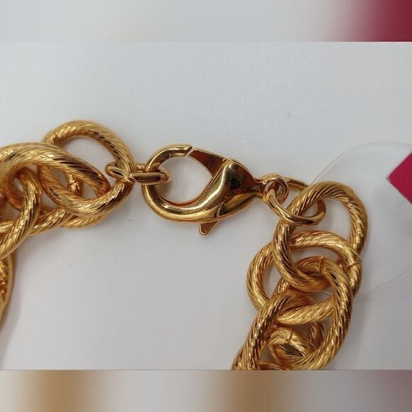 NWT MOON & LOLA "Preston" Gold Metal Large .5 inch Chain Link 8 inch Bracelet - Picture 3 of 6